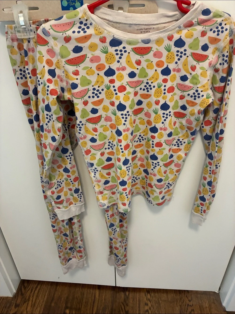 Dodo Banana Kids Fruit-Print Long Sleeve Pajama Set - White Multicolor